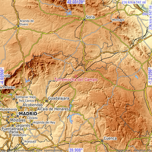 Topographic map of Torremocha del Campo