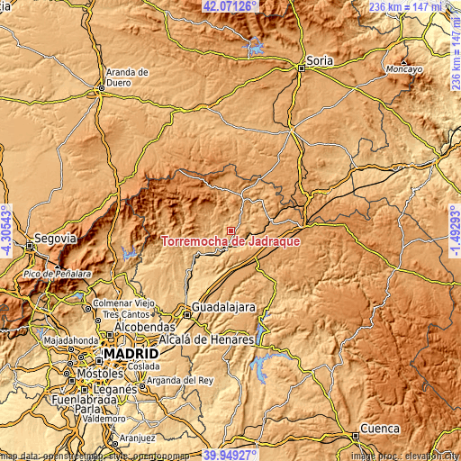 Topographic map of Torremocha de Jadraque