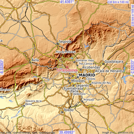 Topographic map of Torrelodones