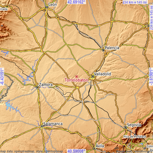 Topographic map of Torrelobatón