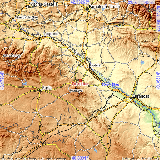 Topographic map of Torrellas