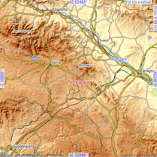 Topographic map of Torrelapaja