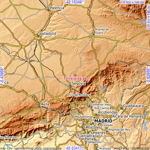 Topographic map of Torreiglesias