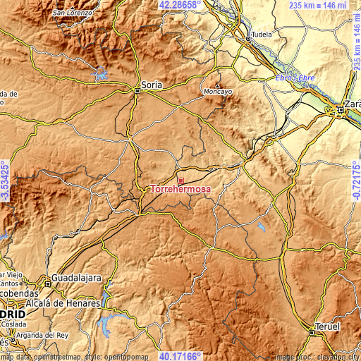 Topographic map of Torrehermosa