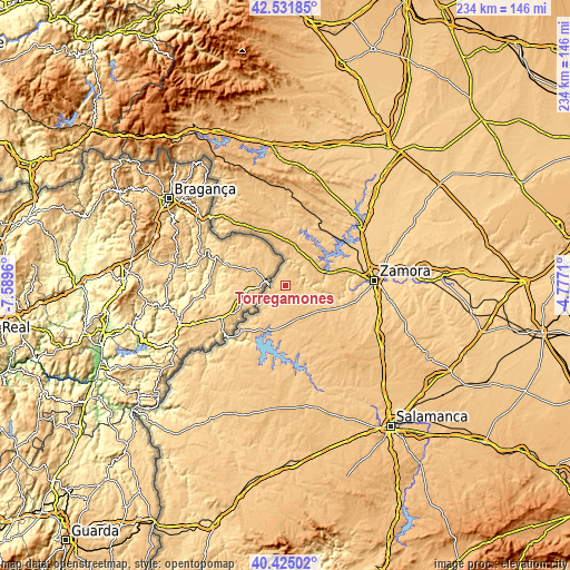 Topographic map of Torregamones