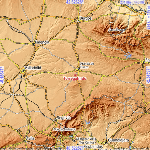 Topographic map of Torregalindo