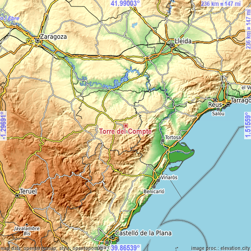 Topographic map of Torre del Compte