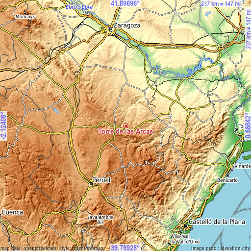 Topographic map of Torre de las Arcas