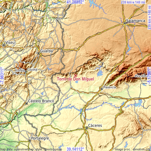 Topographic map of Torre de Don Miguel