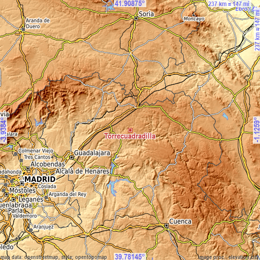 Topographic map of Torrecuadradilla