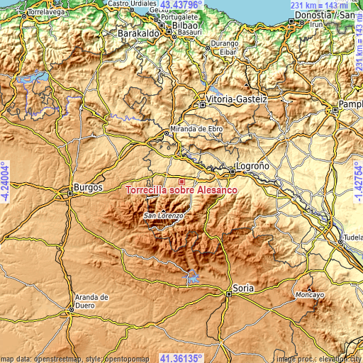 Topographic map of Torrecilla sobre Alesanco