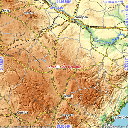 Topographic map of Torrecilla del Rebollar