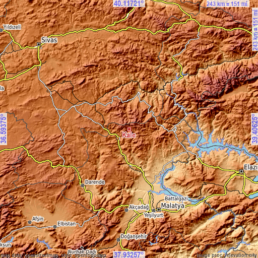 Topographic map of Kale