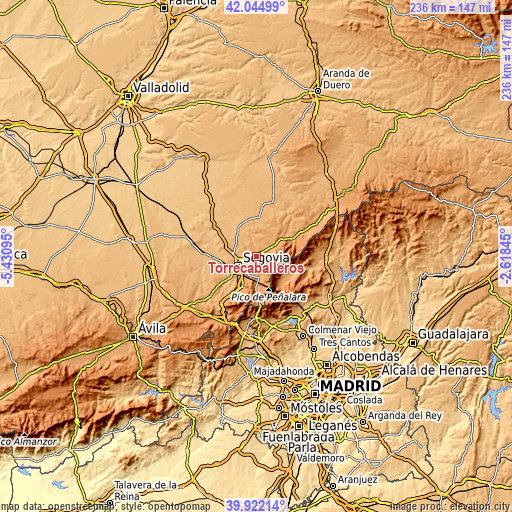 Topographic map of Torrecaballeros