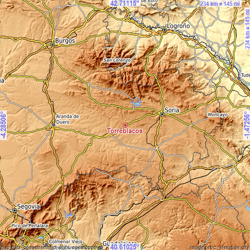 Topographic map of Torreblacos