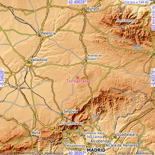 Topographic map of Torreadrada