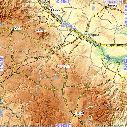 Topographic map of Torralbilla