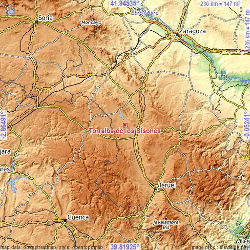 Topographic map of Torralba de los Sisones