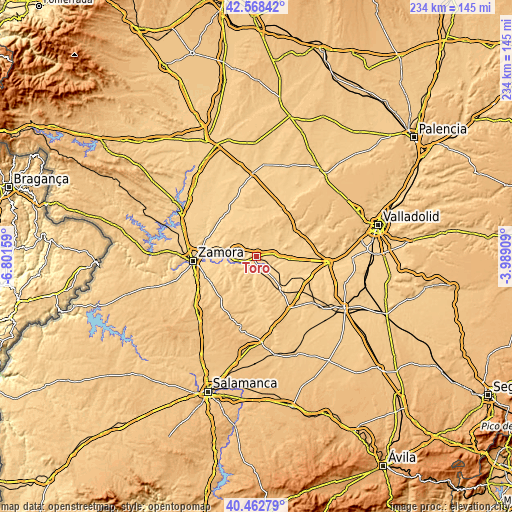 Topographic map of Toro