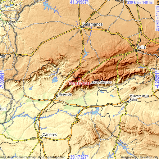 Topographic map of Tornavacas