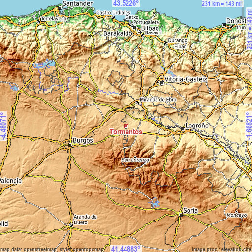 Topographic map of Tormantos