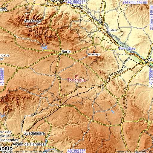 Topographic map of Torlengua