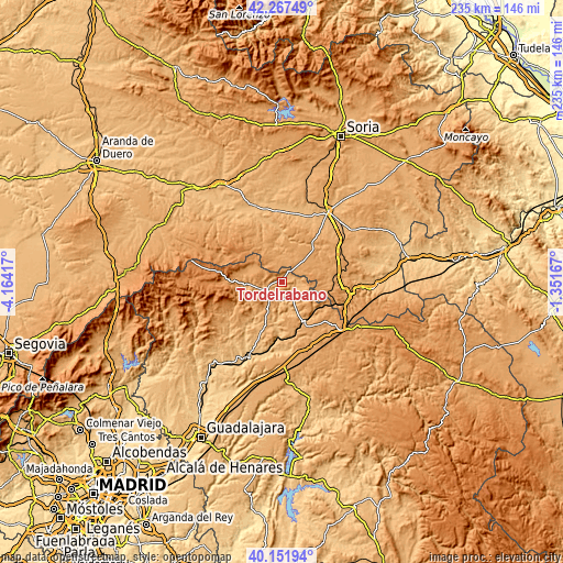 Topographic map of Tordelrábano