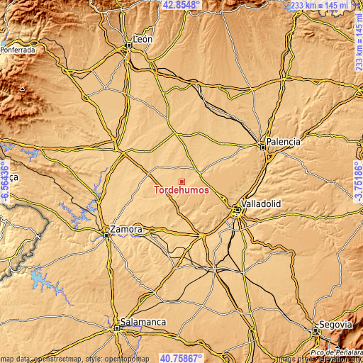 Topographic map of Tordehumos