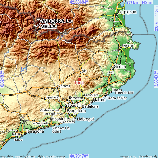 Topographic map of Tona