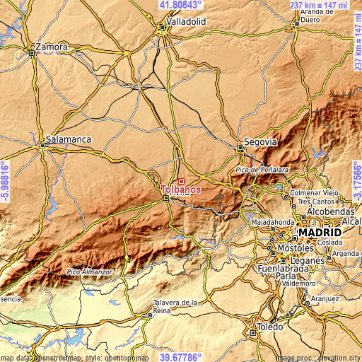 Topographic map of Tolbaños