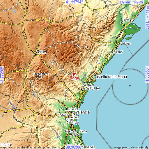 Topographic map of Toga