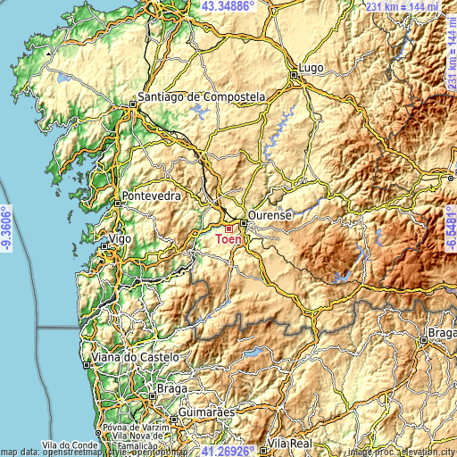Topographic map of Toén