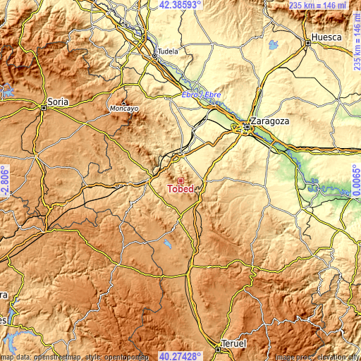 Topographic map of Tobed