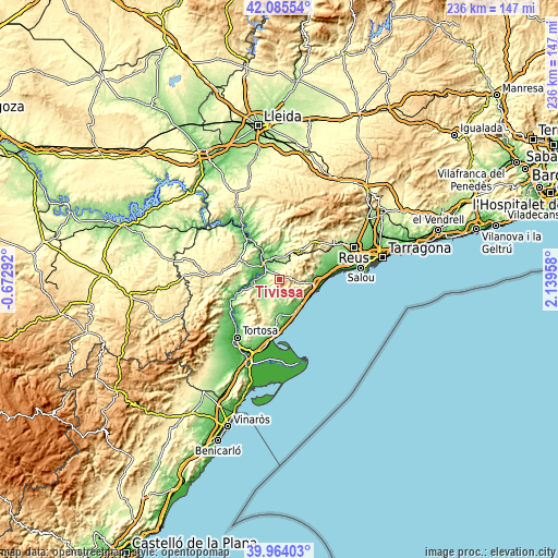 Topographic map of Tivissa