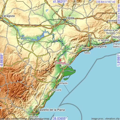 Topographic map of Tivenys