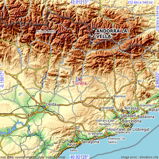 Topographic map of Tiurana