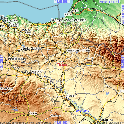 Topographic map of Tirapu