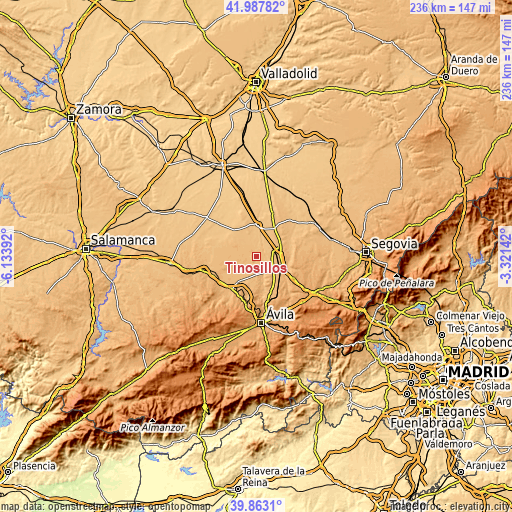 Topographic map of Tiñosillos