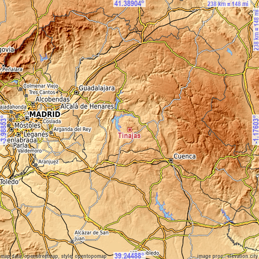 Topographic map of Tinajas