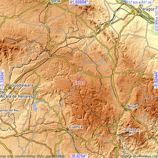 Topographic map of Tierzo