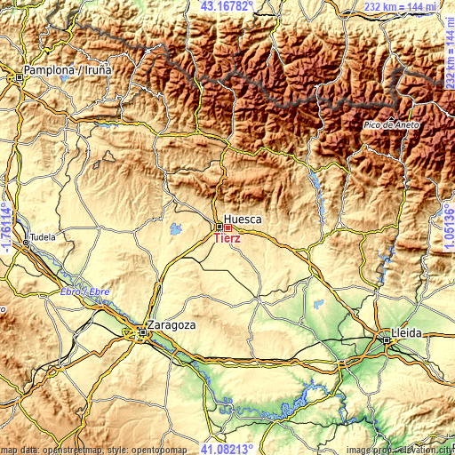 Topographic map of Tierz