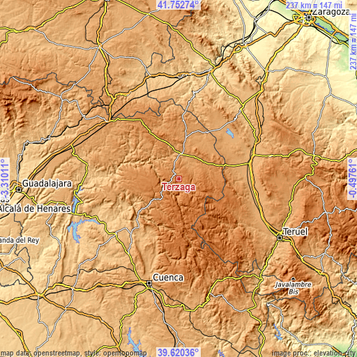 Topographic map of Terzaga