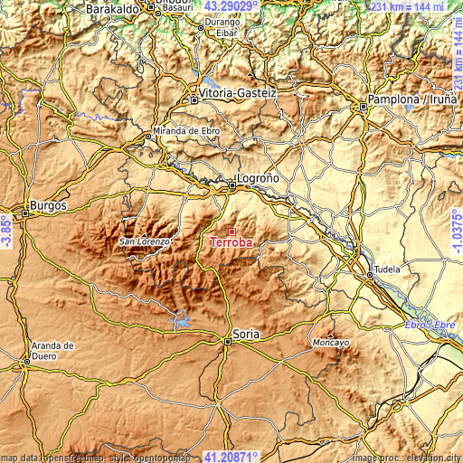 Topographic map of Terroba