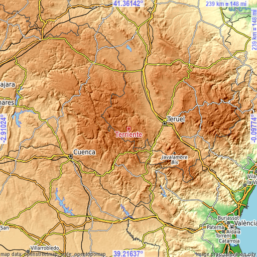 Topographic map of Terriente