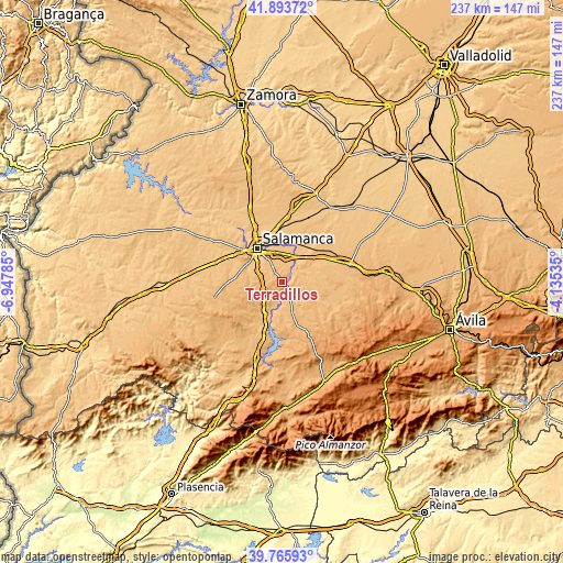 Topographic map of Terradillos