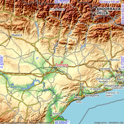 Topographic map of Térmens