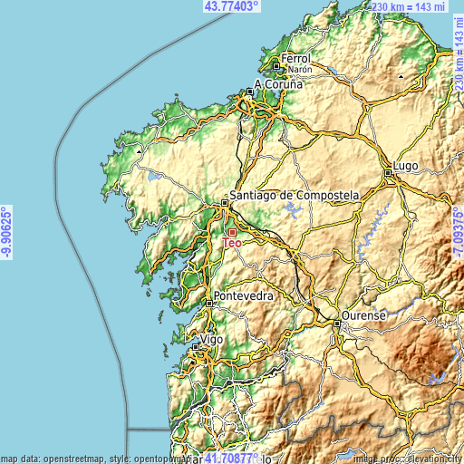 Topographic map of Teo