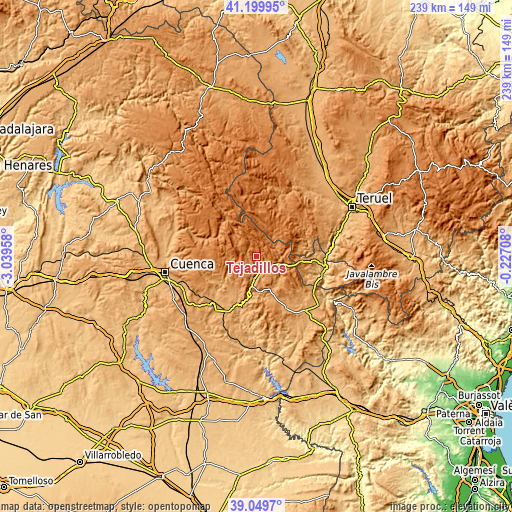 Topographic map of Tejadillos