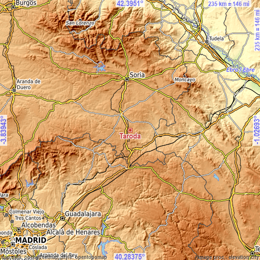 Topographic map of Taroda