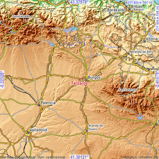 Topographic map of Tardajos